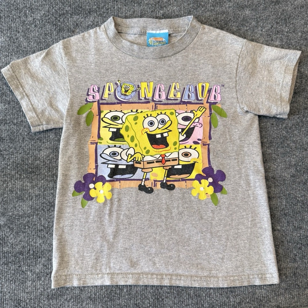 Vintage Y2K SpongeBob Kids Youth Small Boys Shirt 2001‎